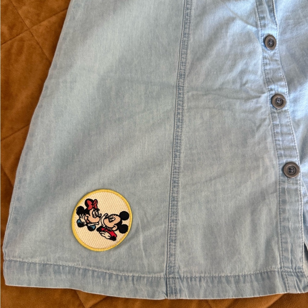 Denim Button-Up Disney Skirt with Embroidered Patches - Picture 2 of 4